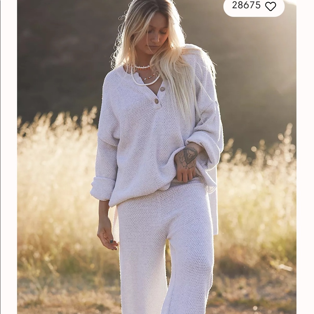 Free People Hailee Sweater Set, ivory Heather color